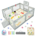 INFANS Baby Playpen, 74    x 62    Extra Large Baby Play Yard with Crawling Mat, 50 Ocean Balls, 4 Pill Up Rings, Basketball Hoo