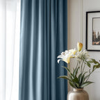 Lazzzy Blue Velvet Curtains 108 Inches Long Room Darkening Drapes For Bedroom Living Window Treatments Rod Pocket 2 Panels, Dark Slate, W62 X L108