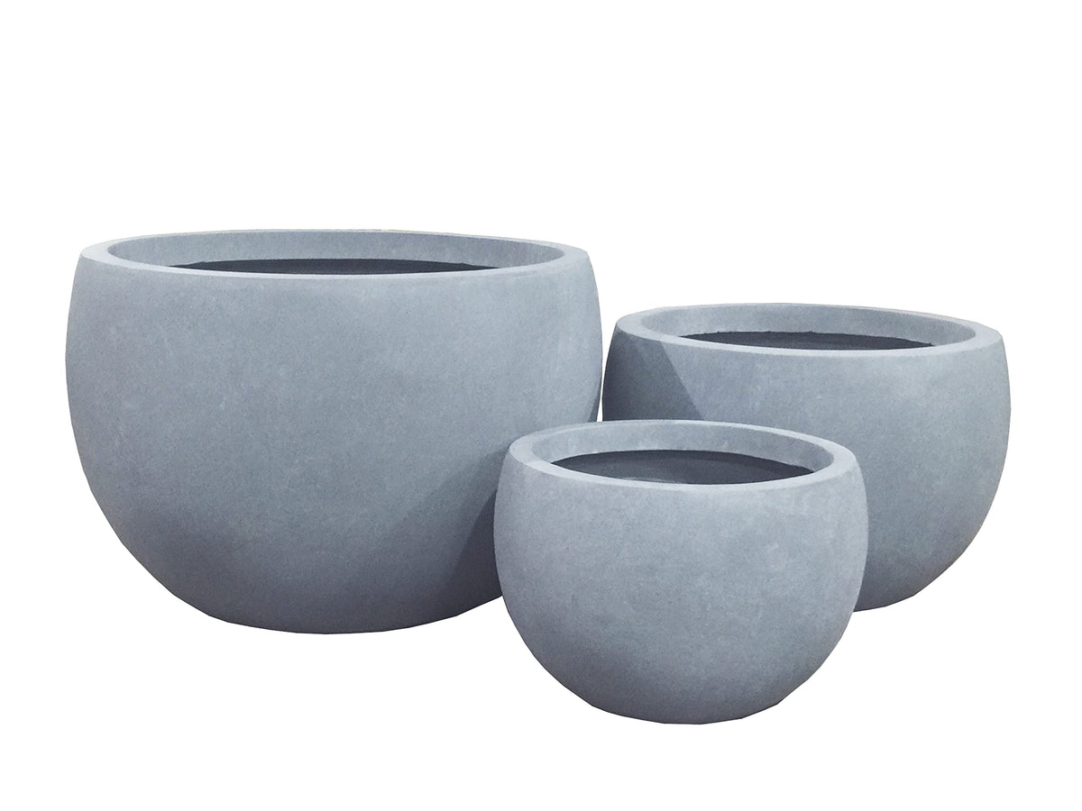 Kante 20' D, 16' D And 12' D Lightweight Concrete Outdoor Round Planter, Set Of 3, Outdoor Indoor Modern Planter Pots, Lightw