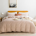 Jellymoni 100% Natural Cotton 2Pcs Striped Duvet Cover Sets,White Duvet Cover With Pink Stripes Pattern Printed Comforter Cover,