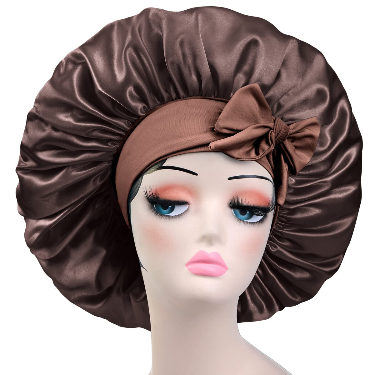 Satin Bonnet Silk For Hair Sleeping: Women Tie Bonnets Adjustable Night Cap Jumbo Size Comfortable Wide Band for Braids Curly Lo