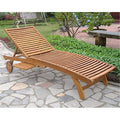 International Caravan Furniture Piece Acacia Chaise Lounge with Pull Out Tray