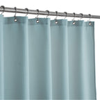 Barossa Design Waffle Weave Shower Curtain Hotel Luxury Spa, 230 Gsm Heavy Duty Fabric, Water Repellent, Blue, 71'X72'