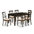 East West Furniture CABO7S-CAP-C 7 Piece Modern Dining Table Set Consist of a Rectangle Wooden Table and 6 Linen Fabric Dining Room Chairs, 36x60 Inch, Cappuccino