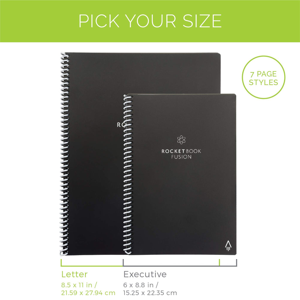 Rocketbook Fusion Reusable Undated Productivity Planner, Letter Size 8.5X11, Beige - Goals, Monthly And Weekly Calendar, Daily T