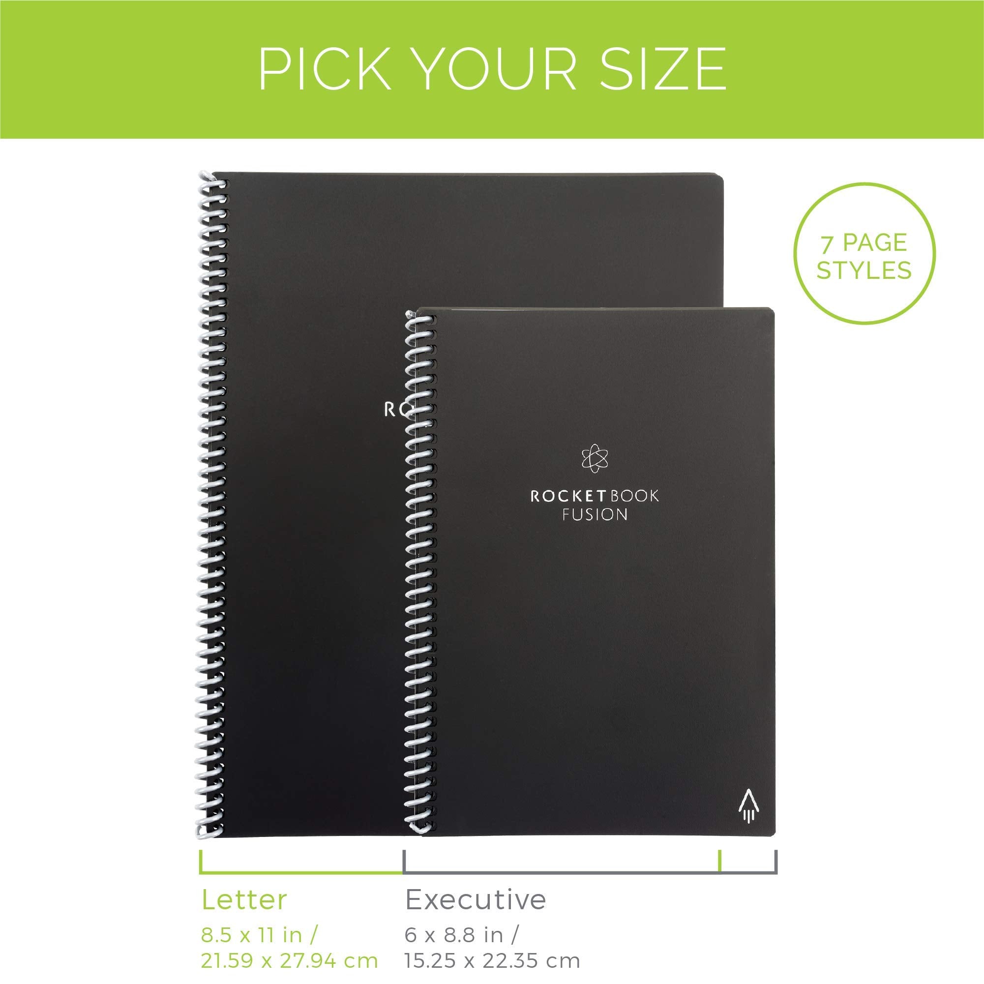 Rocketbook Fusion Reusable Undated Productivity Planner, Letter Size 8.5X11, Beige - Goals, Monthly And Weekly Calendar, Daily T