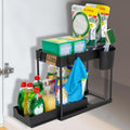 Prant 2 Tier Under Sink Storage Organiser With Slide Out Drawer | Multipurpose Kitchen Sink Rack For Cleaning Supplies, Bottles,