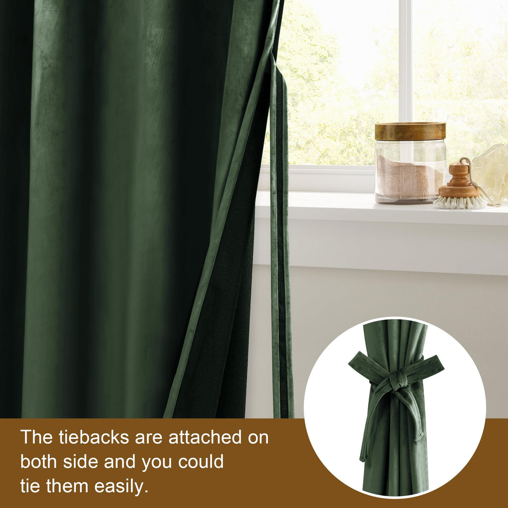 Dwcn Velvet Curtains Extra Wide Olive Green Elegant Sunlight Blocking Curtains For Living Room Thermal Insulated Noise Reducing