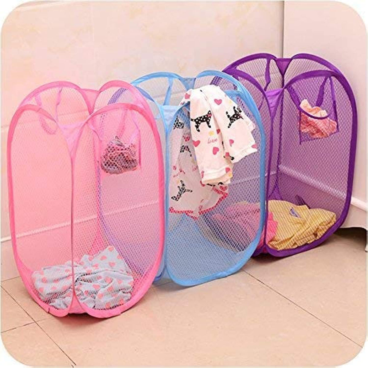 Easy Laundry Clothes Flexible Hamper Bag with Side Pocket Net Laundry Bag Laundry Basket Set of 1 pcs ESYLNDYBG