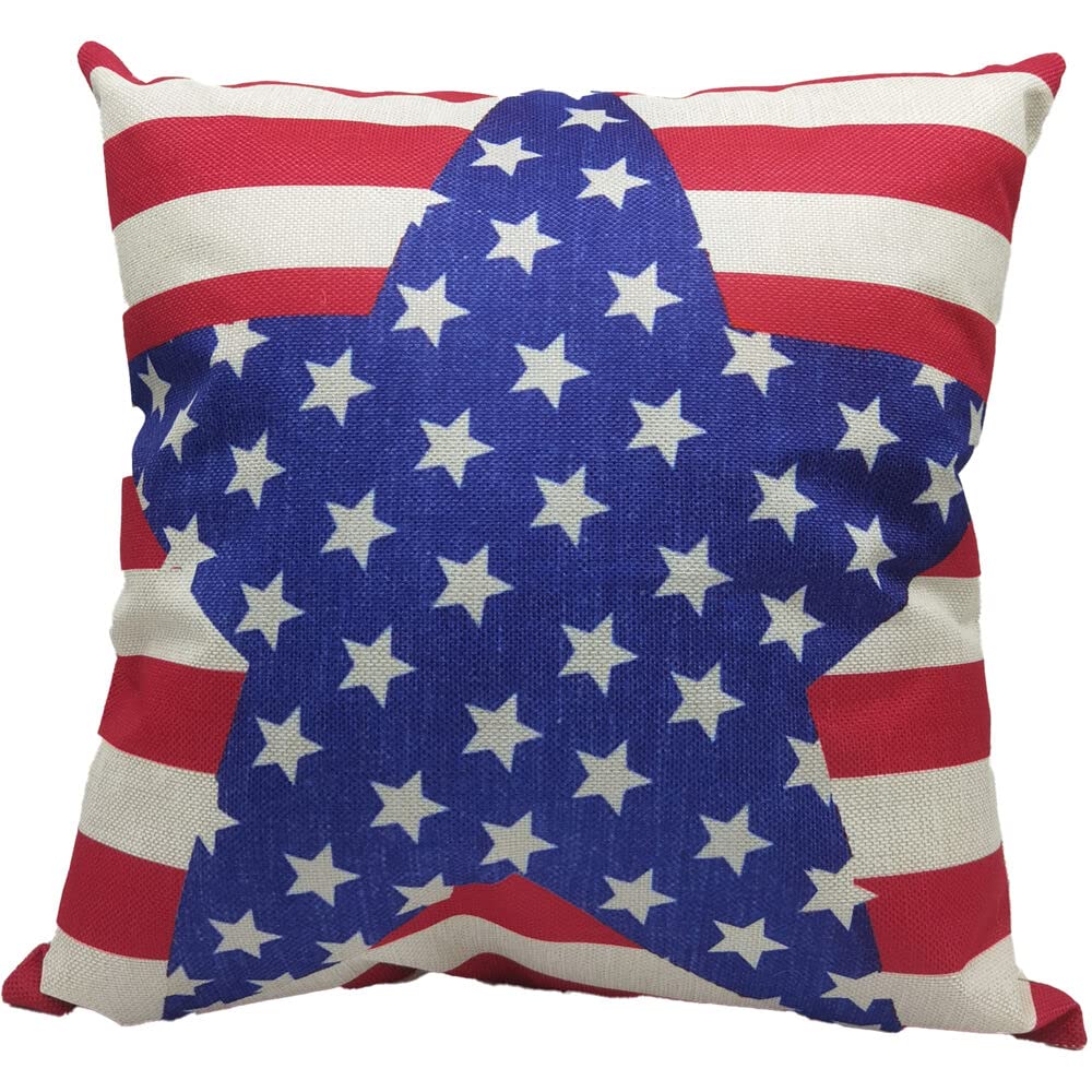 Fraser Hill Farm 15.5-In. Americana Stars And Stripes Accent Pillow | Indoor Patriotic Decoration | Fhfamerplw-Rwb1, Red/White/Blue