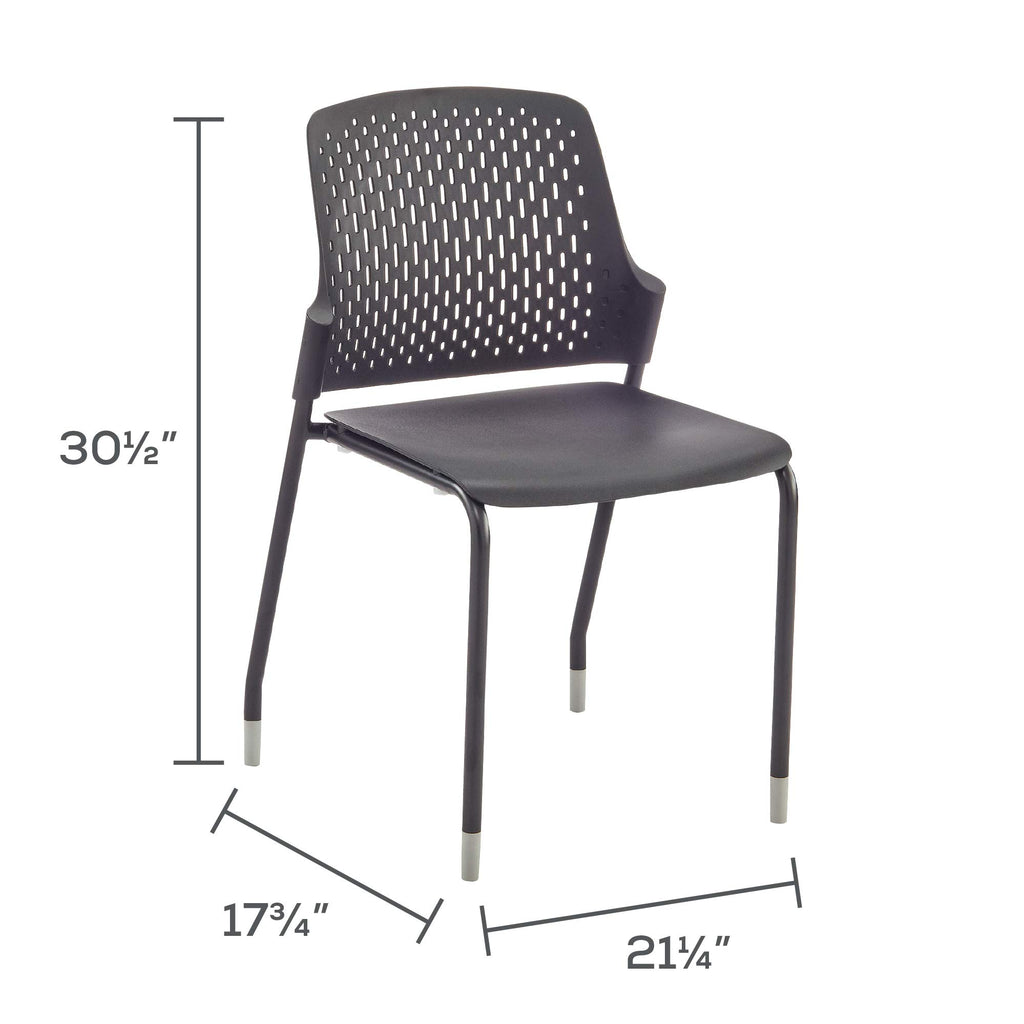 Safco Products 4287Bl Next Stacking Chair, Set Of 4, Comfortable Contoured Plastic Seat, Lightweight Tubular Steel Frame, Durable Construction, Black