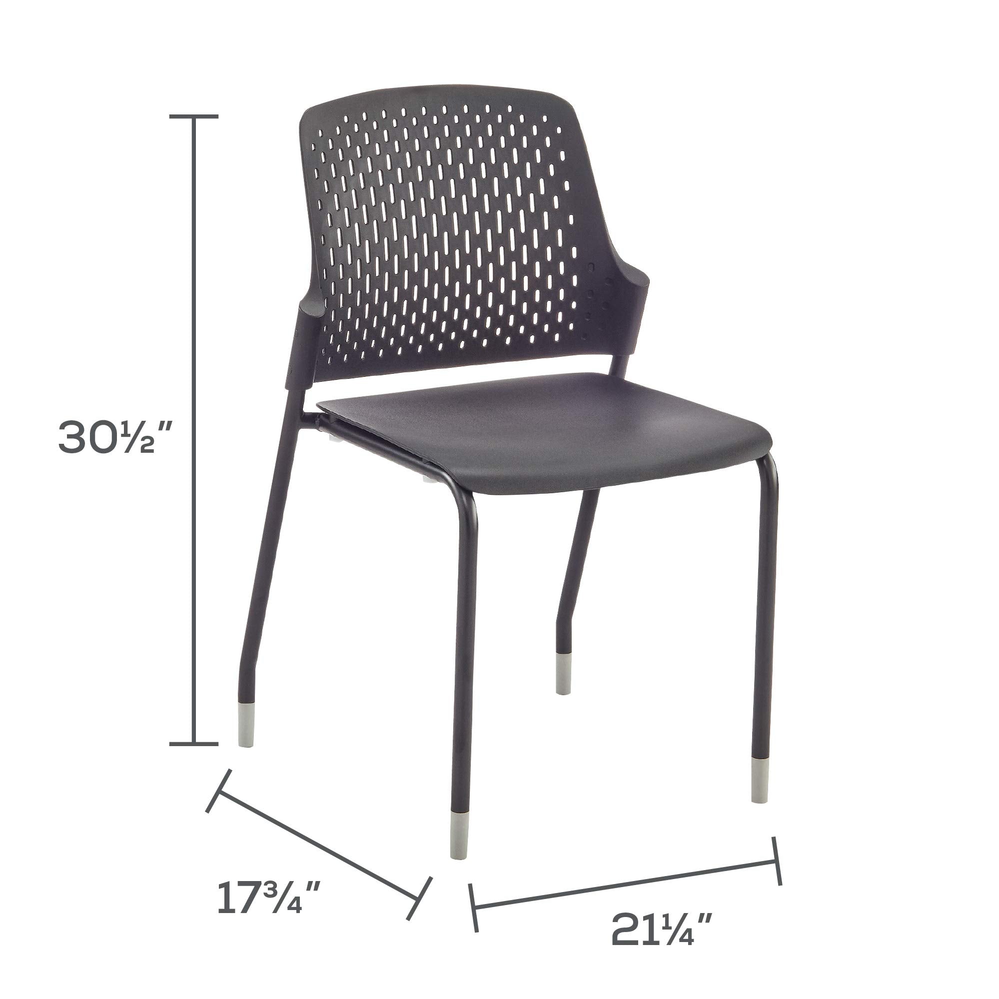 Safco Products 4287Bl Next Stacking Chair, Set Of 4, Comfortable Contoured Plastic Seat, Lightweight Tubular Steel Frame, Durable Construction, Black