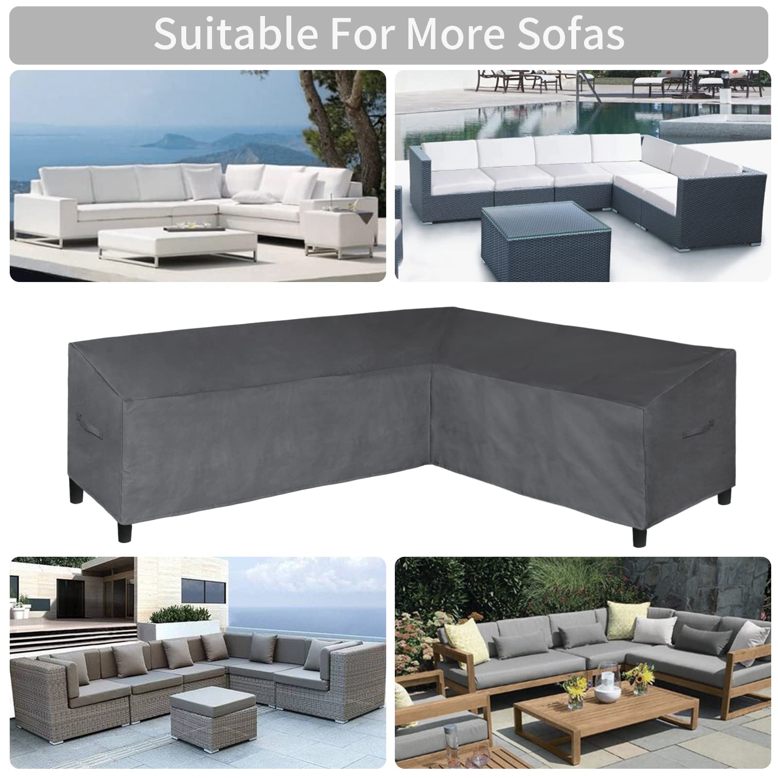 Easy-Going Patio L-Shaped Sectional Sofa Cover, 104'X83' Waterproof Outdoor Sectional Cover, Heavy Duty Garden Furniture Cover With Air Vent (Right Facing, Dark Gray)