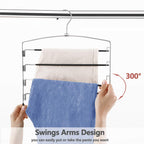Feerahozer Pants Hangers Non Slip 3 Pack Space Saving Hangers Multi-Layer Swing Arm Pants Hanger Stainless Steel Space Saver Han