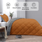 Basic Beyond Twin Comforter Set - Burnt Orange Comforter Set Twin , Reversible Twin Bed Comforter Set For All Seasons, Burnt Orange/Charcoal Gray, 1 Comforter (66'X92') And 1 Pillow Sham (20'X26'+2')