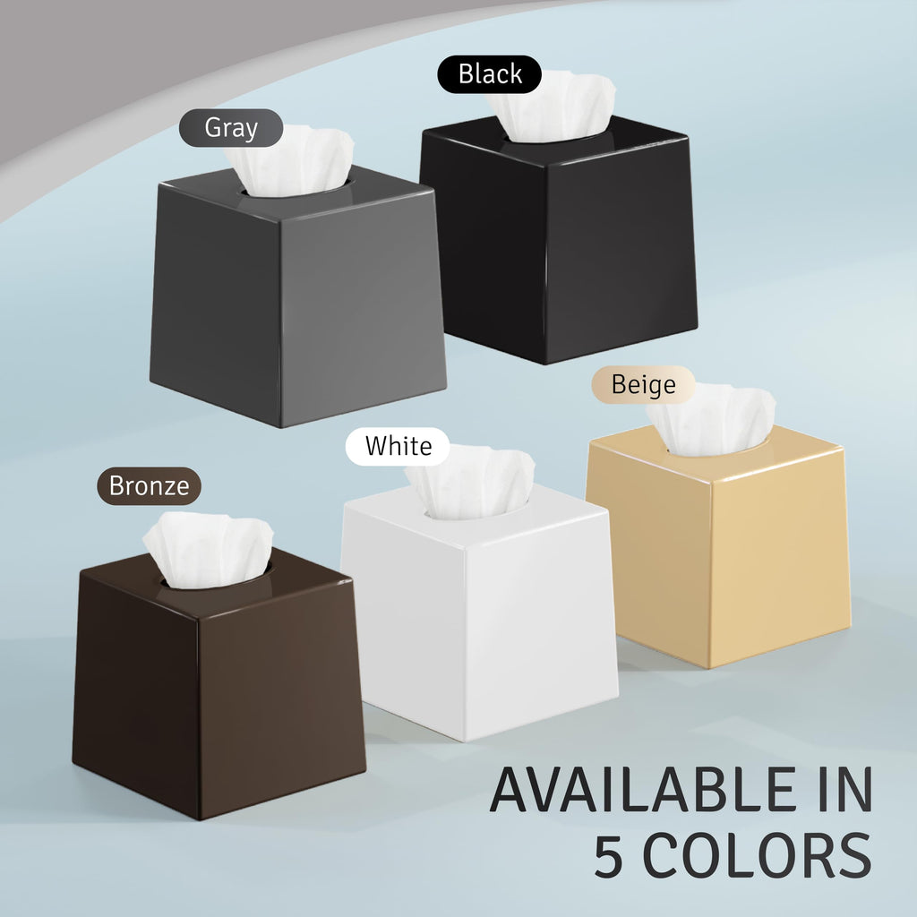 Dwllza Hom Tissue Box Cover Square - Facial Cube Tissue Box Holder Case Dispenser For Bathroom Vanity Countertop, Bedroom Dresse