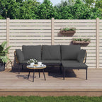 vidaXL 3 Piece Patio Lounge Set - Dark Gray Cushions, PE Rattan & Powder-Coated Steel Frame, Tempered Glass Table Top – Perfect for Outdoor Garden or Patio