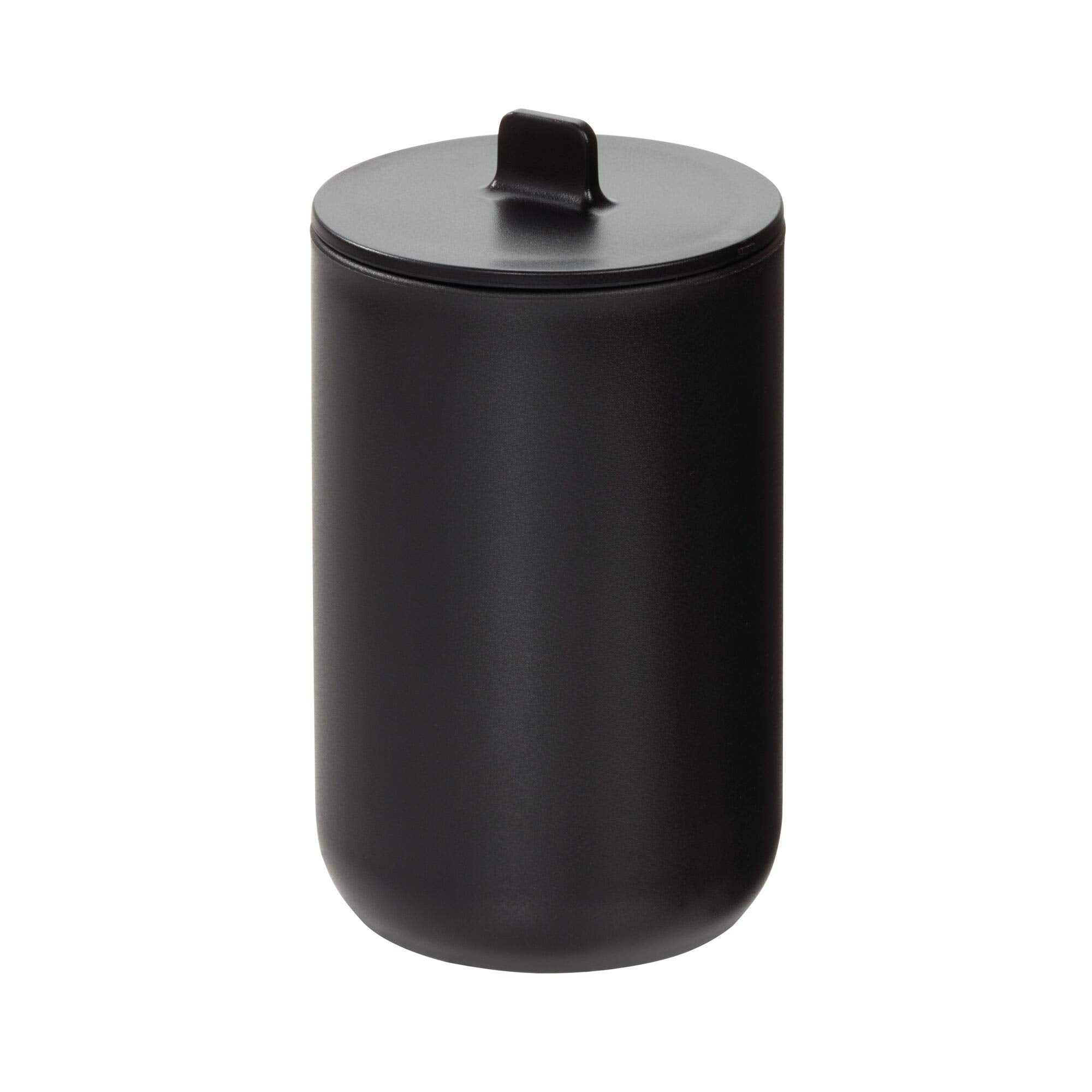 iDesign Cade Canister Bathroom Storage Jar with Lid for Bathroom, Vanity, Desk, Countertop, 3.14 x 3.14 x 5.09, Matte Black