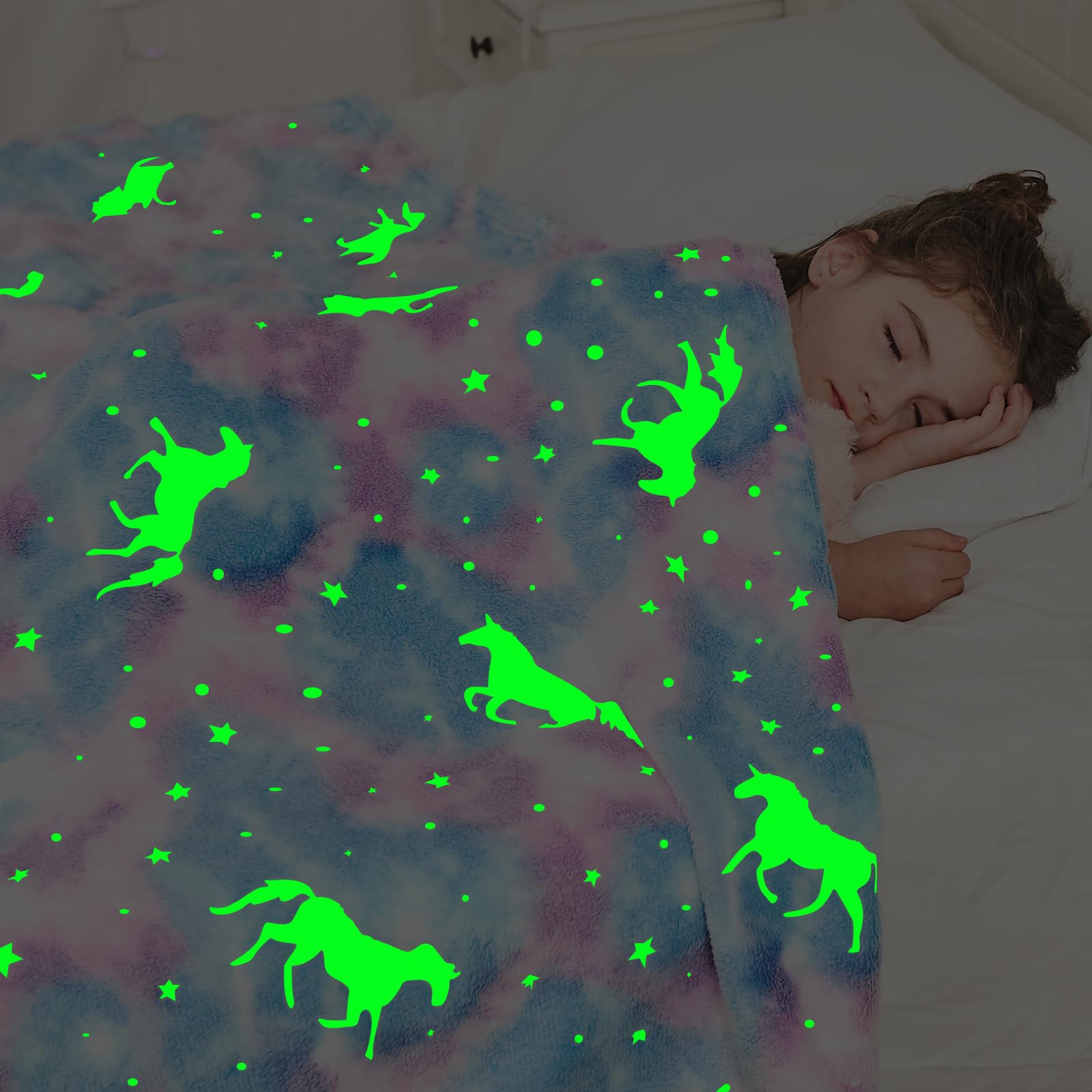 Inhand Unicorn Toys Glow In The Dark For Blanket,Unicorn Gifts For Girls Age 1 2 3 4 5 6 7 8 9 10 Birthday Halloween Christmas C