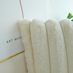 Jojusis Pack Of 2 Faux Fur Plush Decorative Throw Pillow Covers Couch Cushion Case Soft Fluffy Pillowcases Wide Stripe (Beige, 2