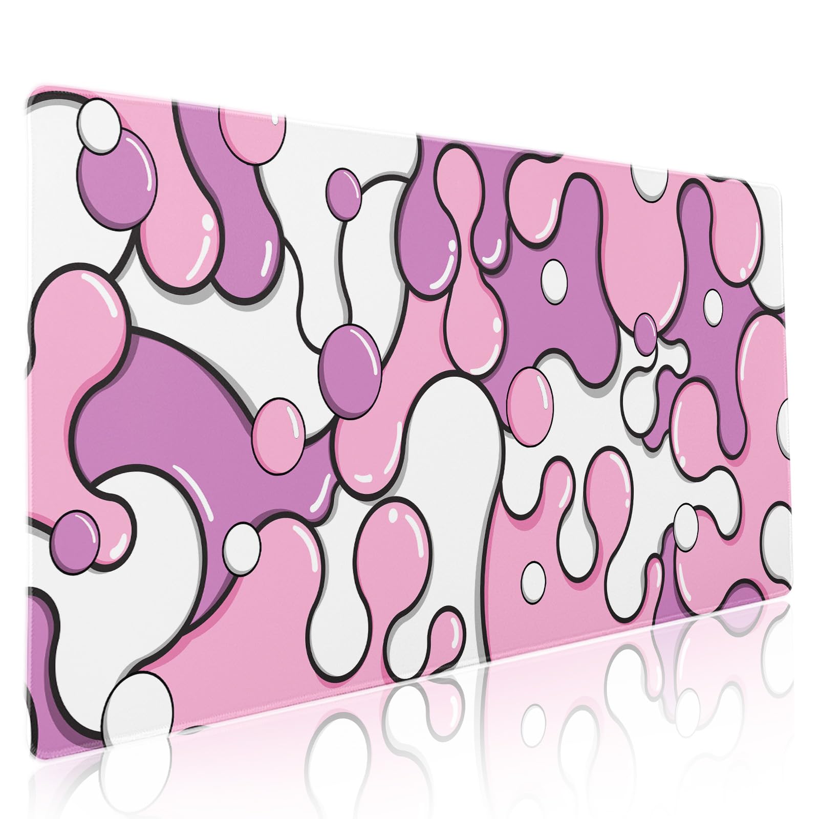 Pink Pastel Purple Mouse Pad Xxl Anime Cool Geometric Japanese Extended Desk Mat 90X40 Cm Non-Slip Rubber Base Stitched Edge Lar