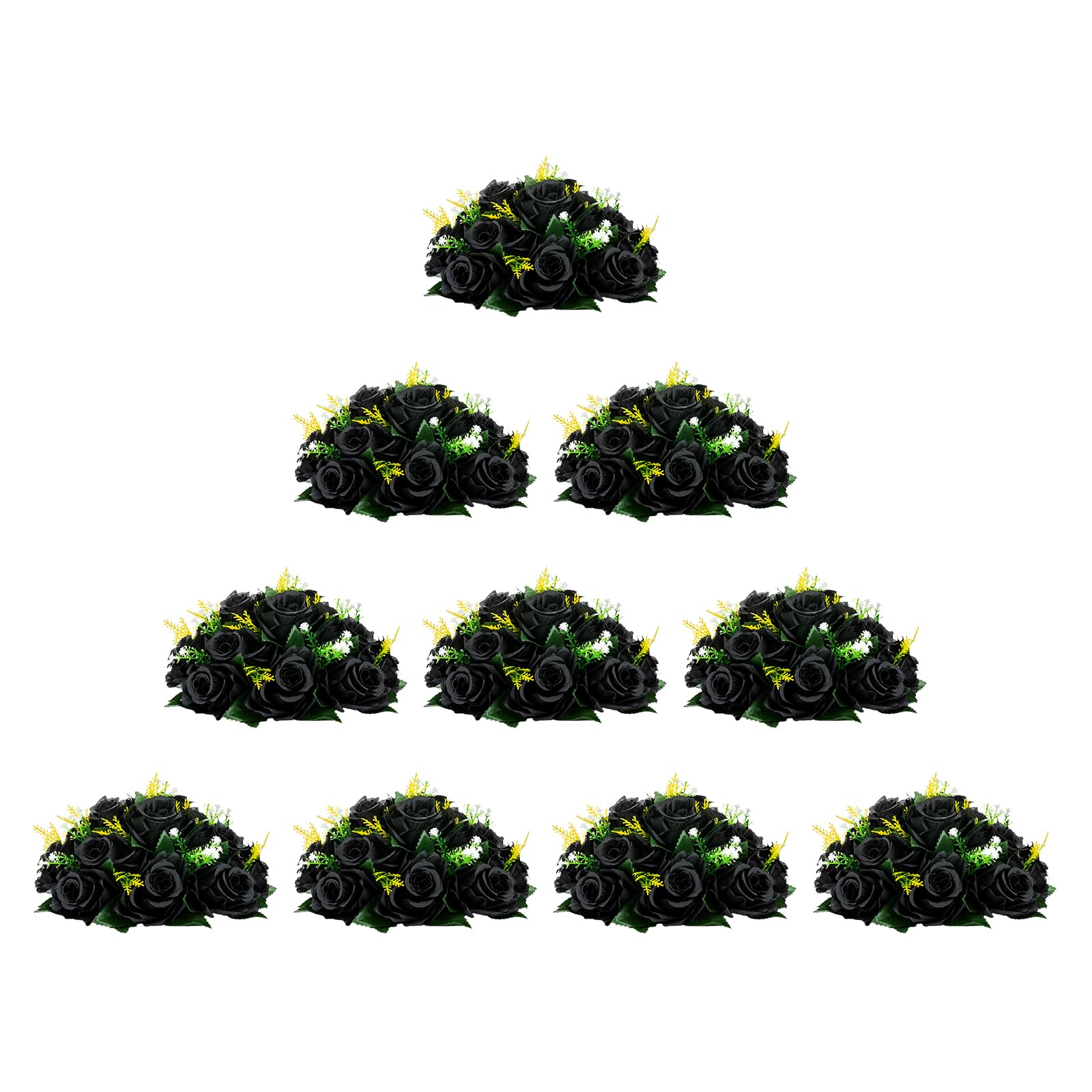 BLOSMON Flower Balls Wedding Rose Centerpieces 10 Pcs Black Fake Flowers Kissing Balls Decor Artificial Floral Arrangements Flow
