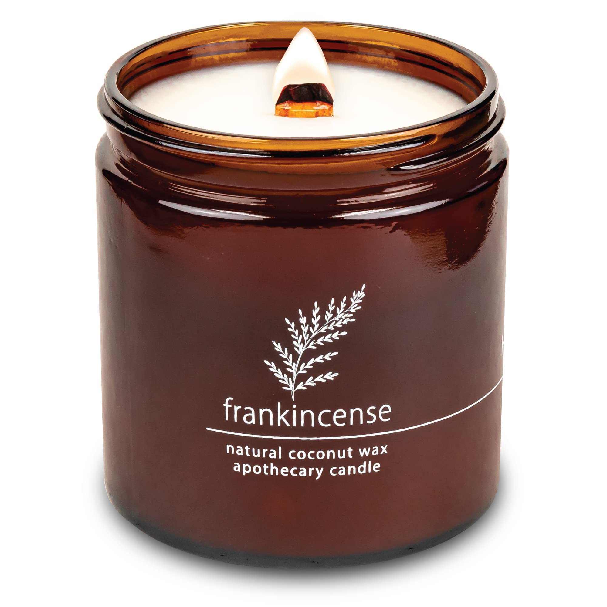 Hemlock Park Crackling Wood Wick Candle Handcrafted with Natural Coconut Wax (Large 16 oz, Frankincense)