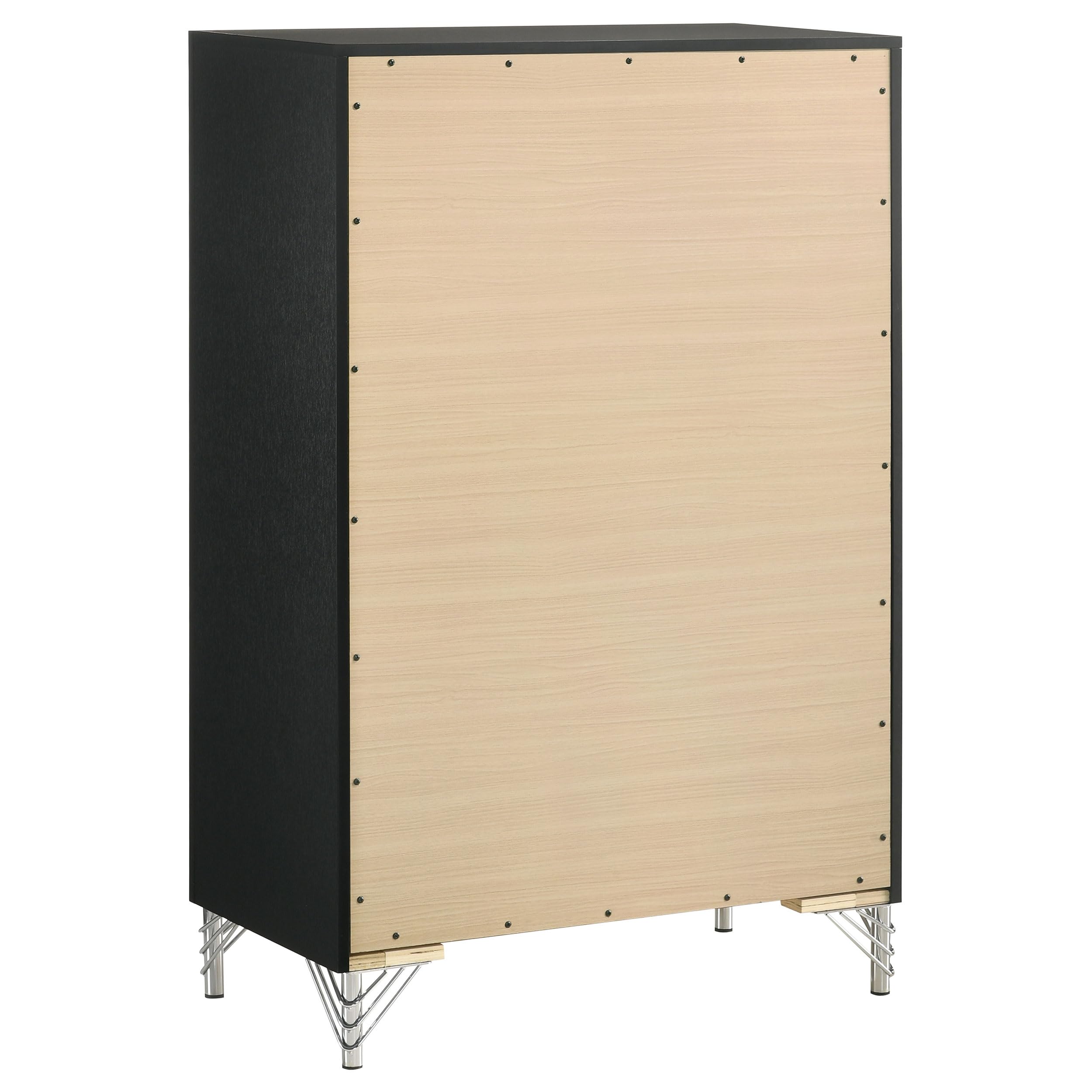 Coaster Home Furnishings Lucia Modern Classic Wood 5-Drawer Bedroom Chest of Drawers Chiffonier Clothing Storage Cabinet Bedroom Armoire Tall Dresser Organizer Unit Black 224995