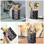 Waveyu Ceramic Floral Pencil Pen Holder, Cute Stationery Holder For Office, High School College, Makeup Brush Holder For Girl Wo
