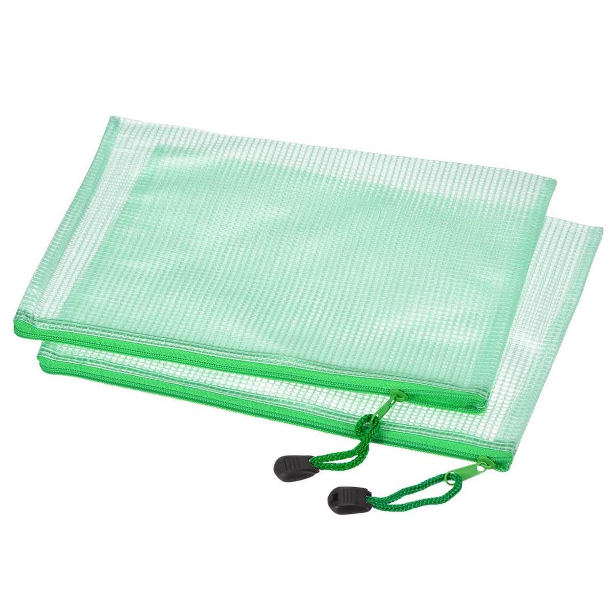 Meccanixity Mesh Zipper Bags, B4 Size File Document Pockets Bill Pouch Folders For Office Home Supply, Green Pack Of 3
