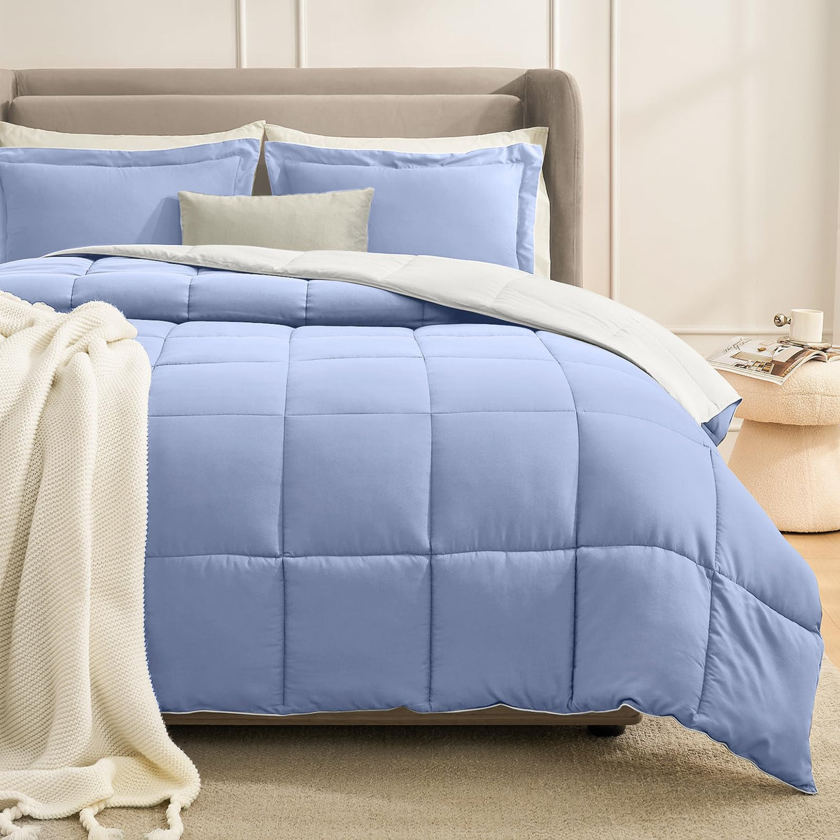 Homelike Moment Queen Comforter Set Blue, Comforters Queen Size Set, Soft Lightweight Down Alternative Bed Comforter Full Size R