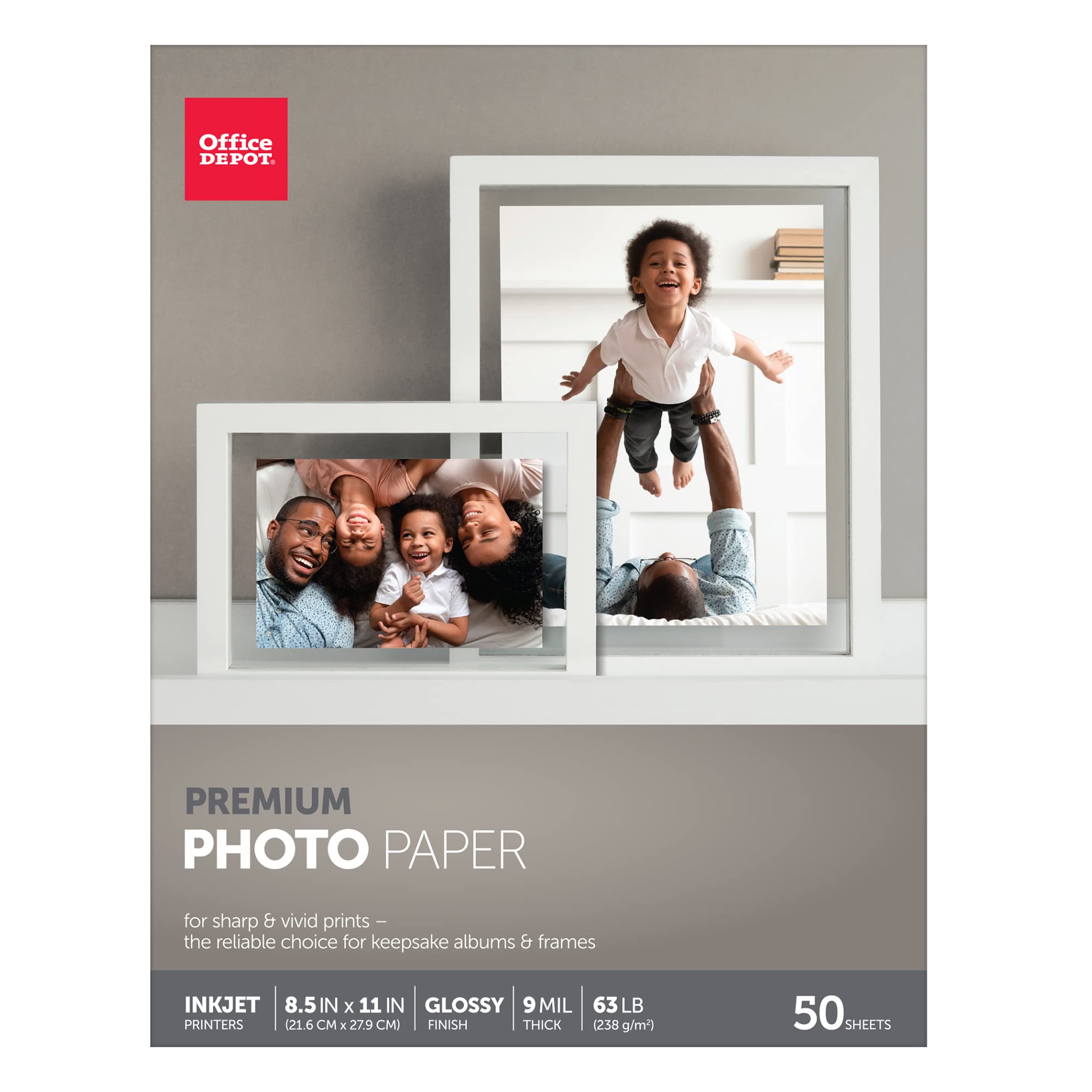Office Depot Premium Photo Paper, Gloss, 8 1/2In. X 11In., 9 Mil, Pack Of 50 Sheets, 123427
