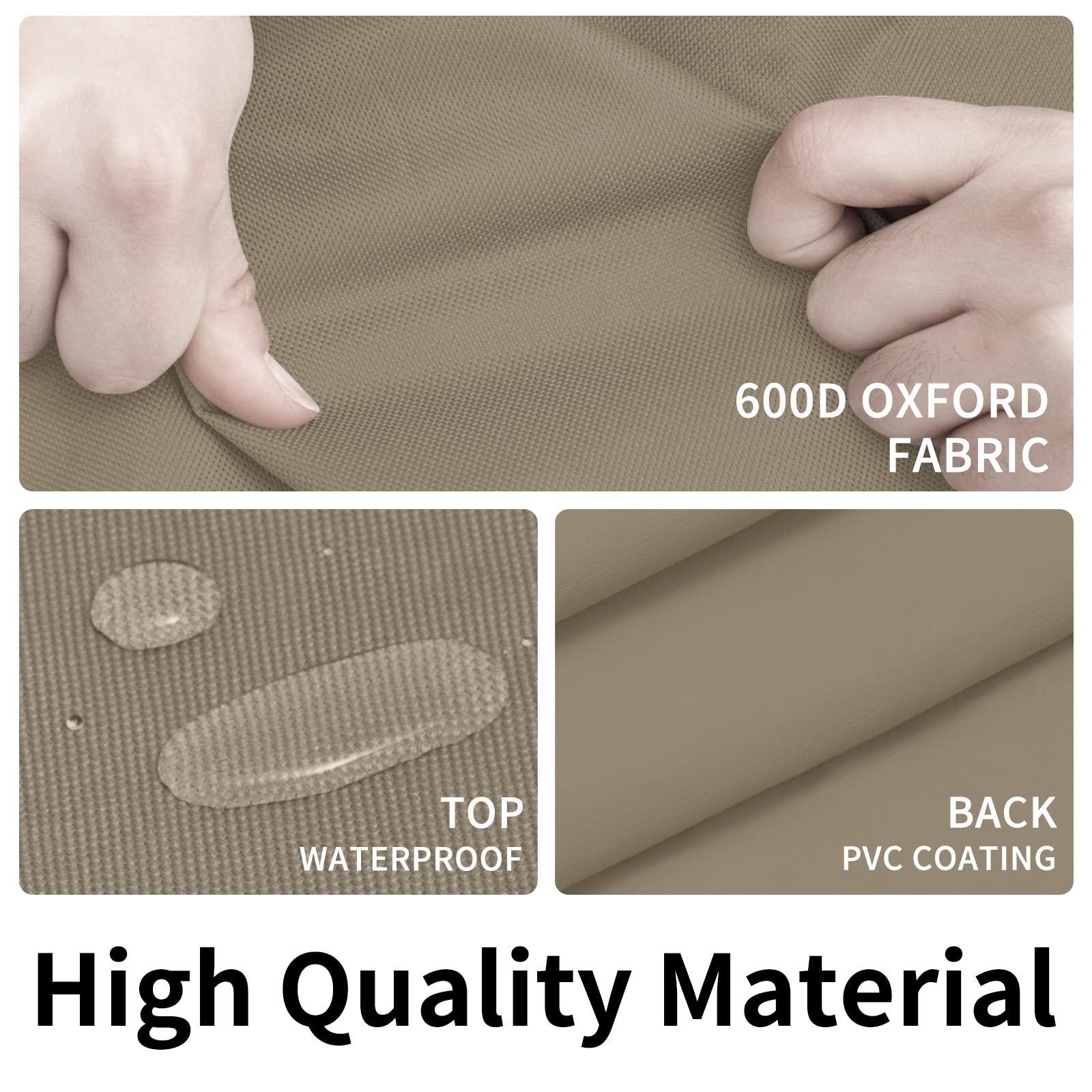 Easy-Going 600D Heavy Duty Patio Furniture Cover, Outdoor Rectangular Table And Chair Set Cover, Waterproof Outdoor Sectional Set Cover (74' L X 47' W X 28' H, Camel)