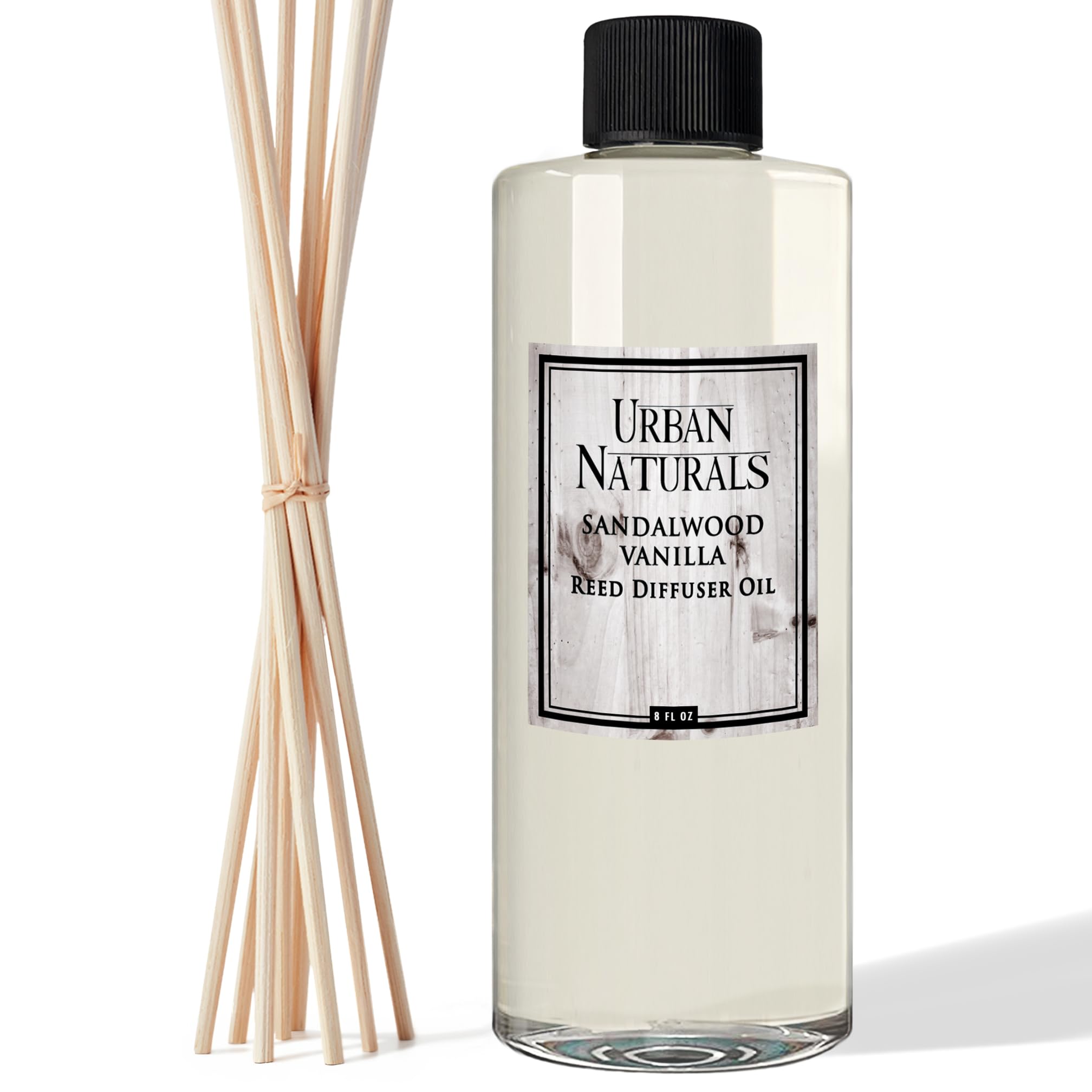 Urban Naturals Sandalwood & Vanilla Reed Diffuser Refill Set | includes a Free Set of Reed Sticks! | Great Gift Idea Home Fragra