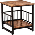 End Table, Industrial Side Table with 2-Tire Storage Shelf, 180LBS Mini Fridge Stand with Adjustable Feet, 18x18 Wood Night Stan