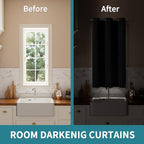 Bgment Kitchen Curtain 45 Inch Length, Short Blackout Curtain For Small Window, Grommet Privacy Thermal Insulated Tier Room Darkening Drape For Bedroom, 1 Panel, 42 X 45 Inch, Black