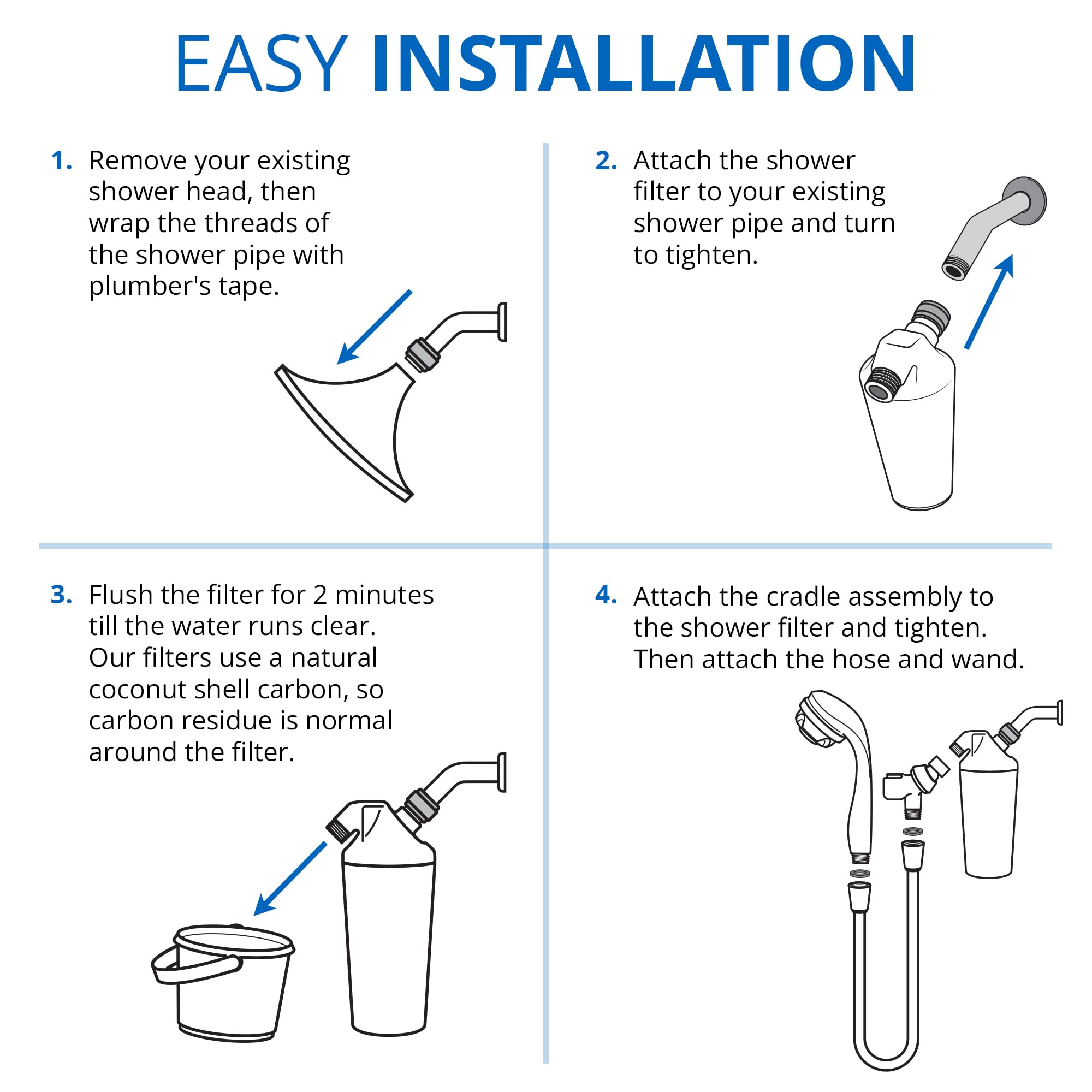 Aquasana Filtered Shower Head - Watersense Certified W/ Handheld Wand - Reduces Over 90% Of Chlorine From Hard Water - Carbon &