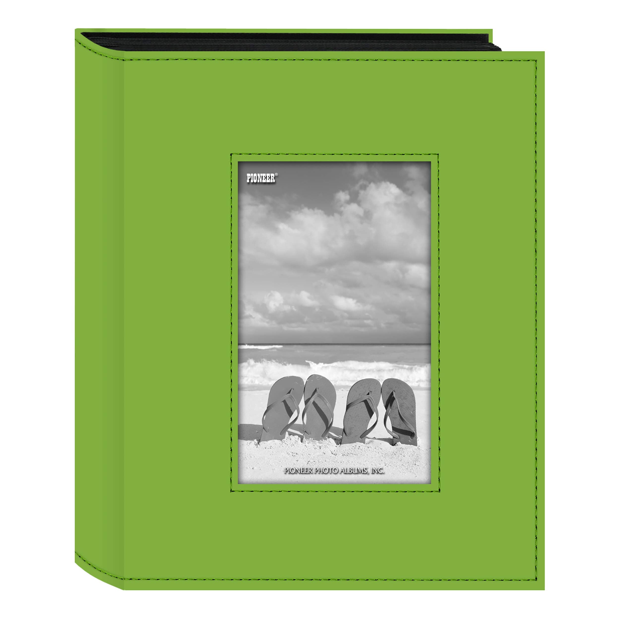 Pioneer Photo Albums FRM-246CG Sewn Leatherette Frame Photo Album, Lime Green