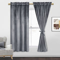 Jiuzhen Grey Blackout Velvet Curtains For Bedroom Super Soft Thick Thermal Insualted Room Darkening Rod Pocket Blackout Drapes F