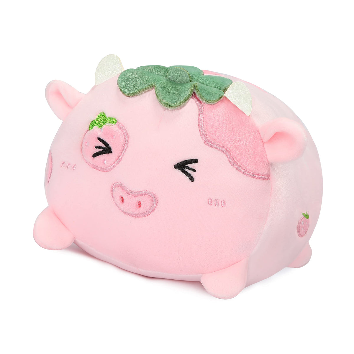 AIXINI Cute Strawberry Cow Plush Pillow 8    Cow Stuffed Animal, Soft Kawaii Plushies Hugging Plush Squishy Pillow Toy Gifts for