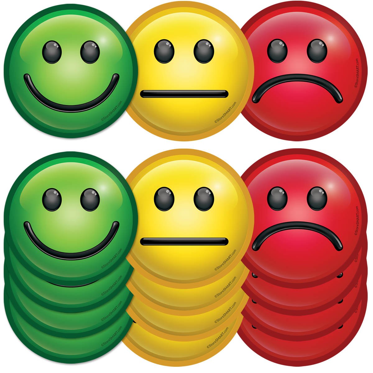 Storesmart - 3' Mood Magnets For Status Visualization - 15-Pack - Face3-Vp-15