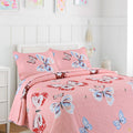 Cozy Line Home Fashions Pink Microfiber Reversible Girls Coverlet Bedspread Quilt Set, Bedspread, Coverlet (Butterflies, Queen -