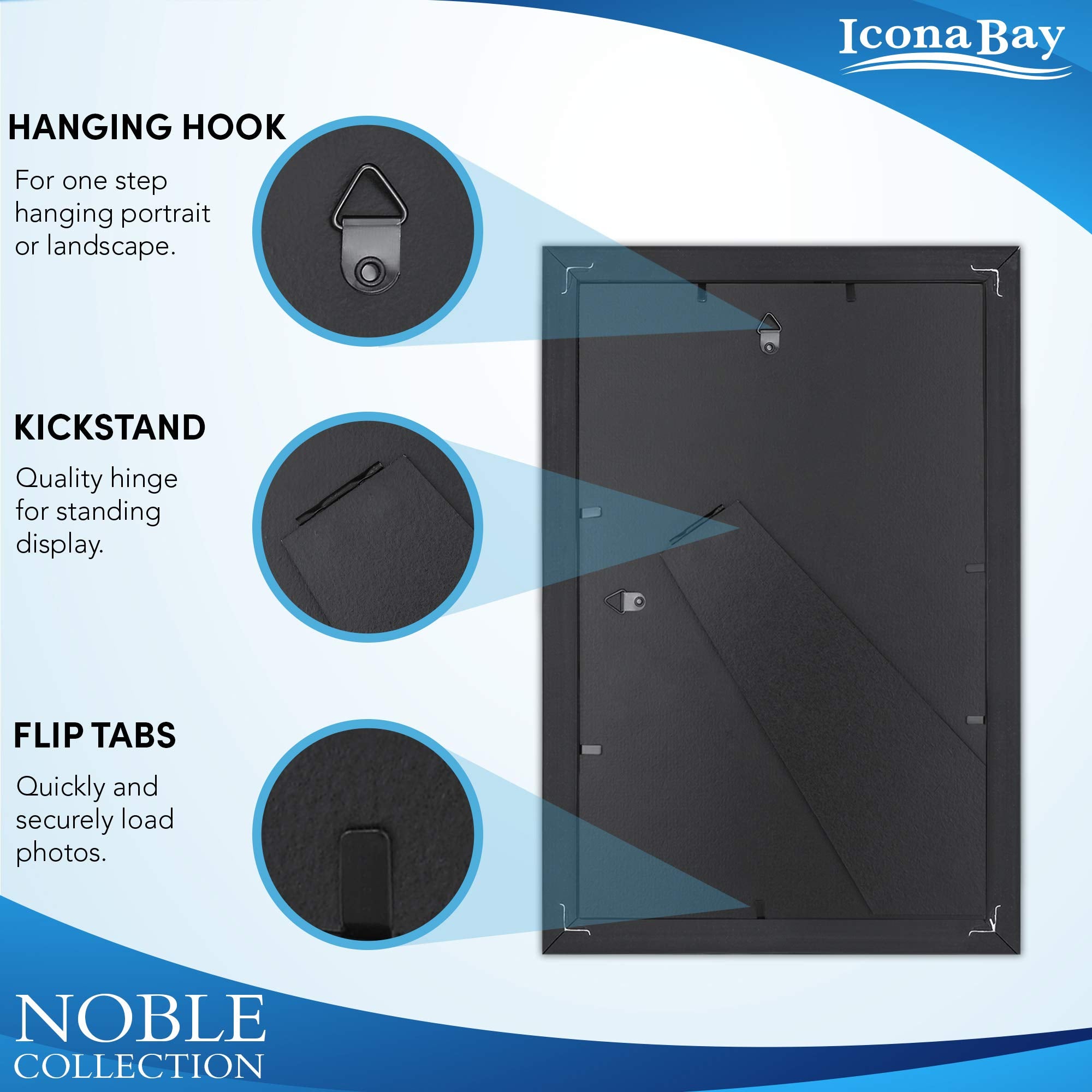 Icona Bay 4X6 Picture Frames (Black, 6 Pack), Modern Professional Frame Set, Noble Collection