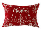 Feleniw Merry Christmas Animal Elk Red Christmas Tree Cotton Linen Decorative Throw Pillow Cover Cushion Case Lumbar 12X20 Inche