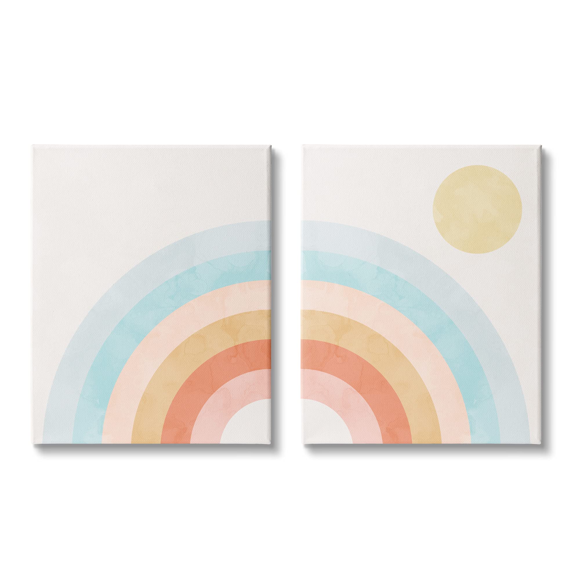 Stupell Industries Bold Summer Sun Rainbow Soft Pastel Tones Kids, Design by Daphne Polselli Canvas Wall Art, 2pc, each 16 x 20,