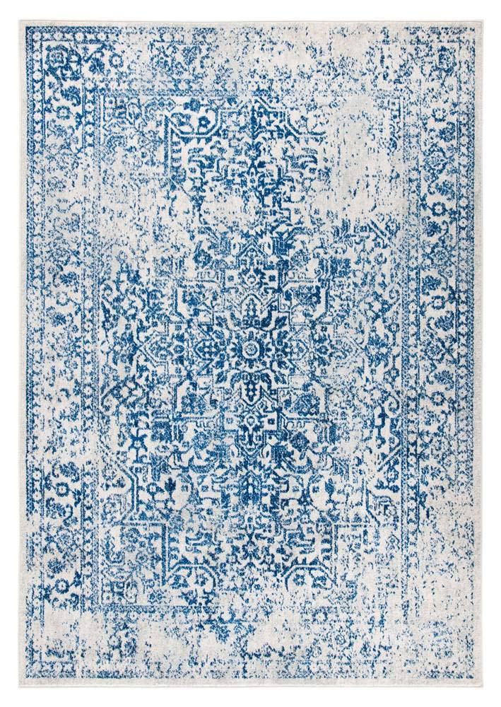 SAFAVIEH Evoke Collection Area Rug - 9 x 12, Ivory & Navy, Oriental Distressed Design, Non-Shedding & Easy Care, Ideal for Hig