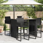 vidaXL Patio Table with Acacia Wood Top - Outdoor Furniture - Black Poly Rattan Frame - Powder-Coated Steel - 57.1" Length x 31.5" Width x 43.3" Height - Rectangular Modern Garden Table