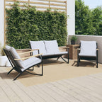 vidaXL 3-Piece Balcony Furniture Set - Black Steel Frame, Comfortable Cushions, Designed for Garden, Patio, Terrace, Outdoor Use