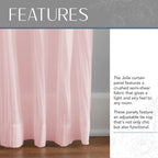 Elrene Home Fashions Jolie Crushed Semi-Sheer Window Curtain, Adjustable Tie-Top Single Panel, 52'' X 84'' (1 Panel), Blush