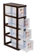 Joyful Tower 4 Plastic Modular Drawer System For Home, Office, Hospital, Parlor, School, Doctors, Home And Kids (Medium/Brown4)